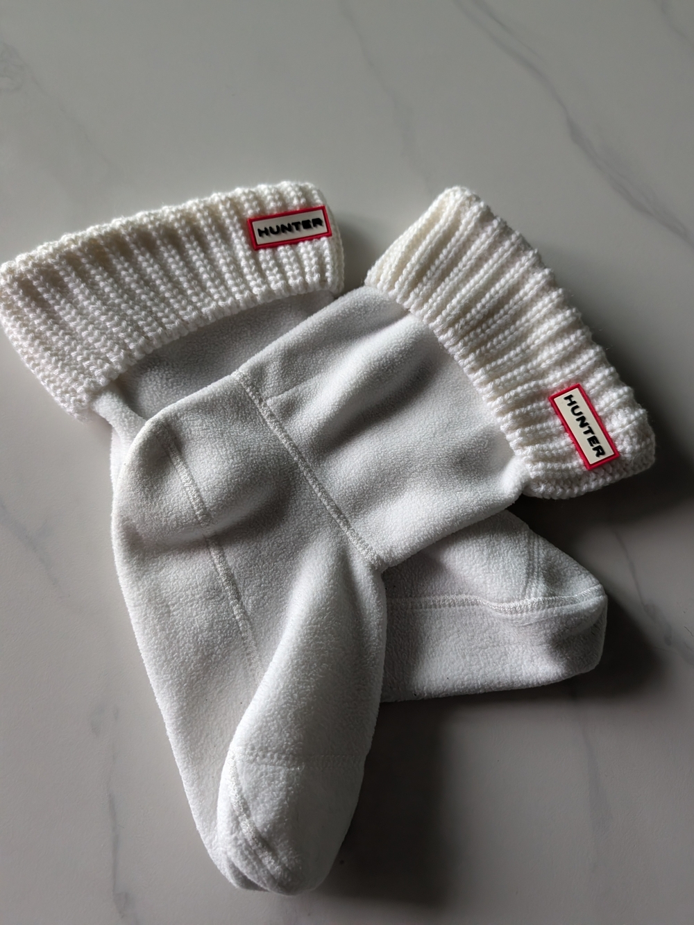 Hunter White Knit-Cuff Socks for Men